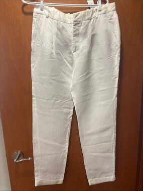 Zara Basic Cream Straight-Leg Pants